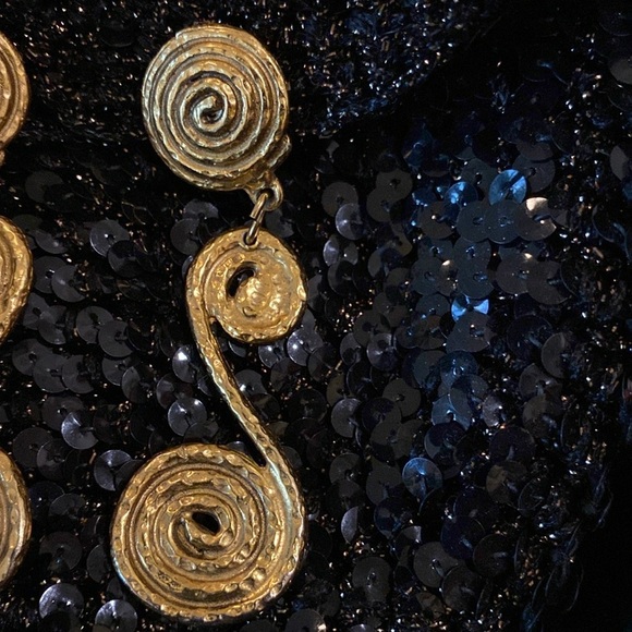 Vintage Graziano earrings - gold dangle clip on signed - Picture 2 of 4